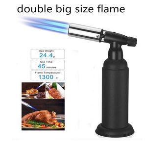 Grand jumbo 1300'c Metal Dab Jet Butane Torche Torche Refillable Quatriple Flame Flame Torches Professional Kitchen Fumer Toupon Torse