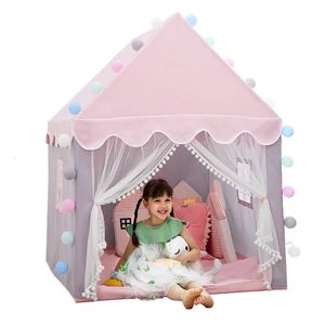 Grandes tentes pour enfants Tipi, maison de jeu pour bébé, jouet pour enfant, tente pliante de 135M, décor de chambre de château de princesse rose pour filles, 240223