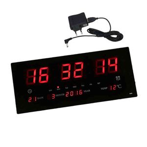 Large LED Digit Alarm Wall Clock 24H Display Time Backlight Office School Home Supplies - Night Mode Backlight LED Screen EU H1230