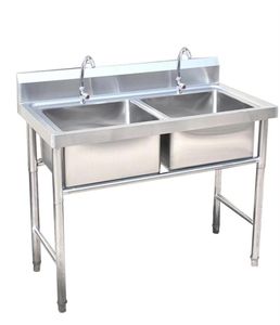 Grande machine de cuisine de cantine, évier de meubles en acier inoxydable avec facette et évier d'eau187m1281237