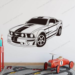 Grand Mustang Muscle Car Véhicule Auto Jeu Sticker Mural Garçon Enfants Chambre Racing Super Voiture GTR Sticker Chambre Vinyle Décor rb196