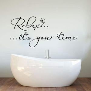 Grand Relax c'est votre temps fleur autocollant mural salle de bain café Salon de beauté Spa sticker mural bain bureau vinyle décor à la maison