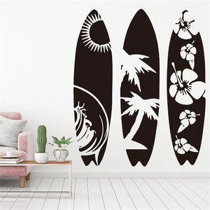 Gran juego de 3 tabla de surf Etiqueta de la pared Dormitorio Sala de estar Verano Playa Tabla de surf Deporte Tatuajes de pared Habitación para niños Habitación para niños Vinilo T200601