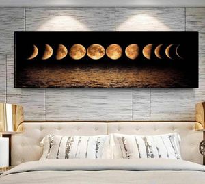 Cuadro de luna abstracta de gran tamaño, pintura en lienzo, carteles e impresiones artísticos de pared para sala de estar, decoración de estudio, Cudaros sin marco5398127