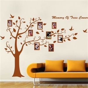 Marcos de fotos familiares de gran tamaño en las ramas de los árboles y pájaros voladores Brown Decorativo Arttive Pegatinas de pared 201211