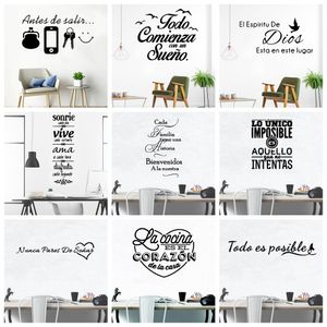 Grandes Citations Espagnoles Phrase Art Vinyle Stickers Muraux Pour Bureau Chambre Étude Chambre Décoration de La Maison Autocollant Mural Sticker DS44