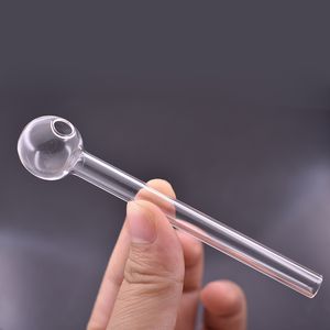 Grand stock aux États-Unis 10cm 4 pouces Tuyau de brûleur à mazout en verre Mini Pipes à fumer en Pyrex épais Brûleurs à tube de paille d'essai clair pour accessoires de bang à eau Outils de fumeur Prix le moins cher