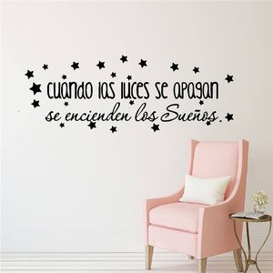 Grands Stickers Muraux Espagnol Citations Phrases Vinyle Mur Art Stickers pour Enfants Chambre Décoration Espagnol Vinyle Autocollant Papier Peint