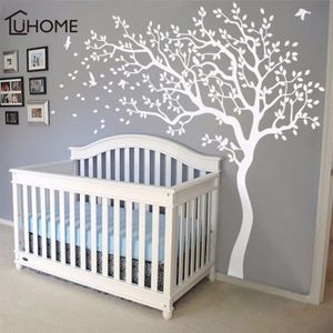 Grand arbre blanc oiseaux Vintage Stickers muraux amovibles pépinière murale Stickers muraux pour enfants salon décoration décor à la maison 210615222b