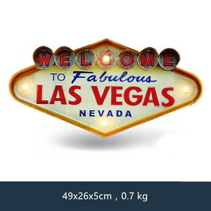Las Vegas Bienvenue Enseigne Au Néon pour Bar Vintage Décor À La Maison Peinture Illuminée Panneaux En Métal Suspendus Fer Pub Café Décoration Murale T200269f