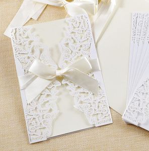 Invitaciones de boda del corte del láser modificadas para requisitos particulares de las flores de la mariposa los arcos de la cinta doblada tarjetas de invitación de boda con sobres BW-HK87
