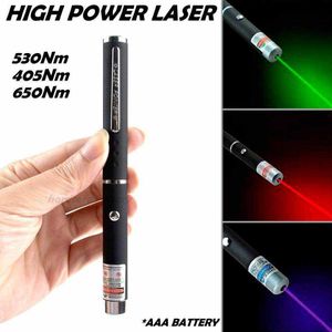 Stylo pointeur laser, faisceau de combustion, haute puissance 5mW, présentateur de chasse, longue portée, batterie AAA robuste, 3 couleurs, 530Nm, 405Nm, 650N, rouge