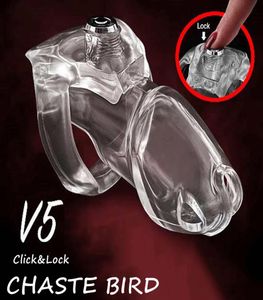 Latest Design HT V5 Click Lock Padlock Male Natural Resin Device Set Cock Cage Penis Ring Bondage Fetish Adult Sex Toy 3 Color A550 968244134