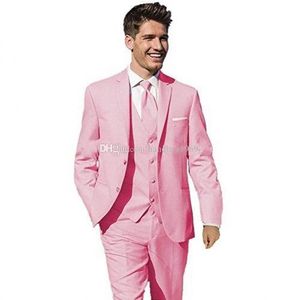 Dernière conception deux boutons rose marié Tuxedos revers cranté garçons d'honneur hommes costumes mariage/bal/dîner Blazer (veste + pantalon + gilet + cravate) K178