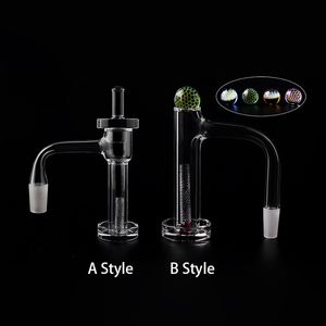 Bord biseauté à soudure complète fumant le fond de 4 mm Terp Slurper Quartz Banger avec pilier de sablage creux / capuchon à quartz 10 mm 14 mm 18 mm 20 mmOD pour conduites d'eau Dab Rigs