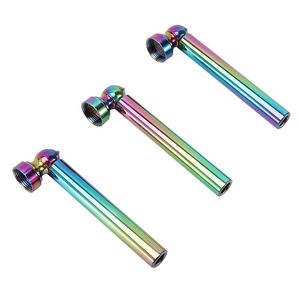 Último Arco iris Tubos de filtro de vidrio grueso Hierba seca Tabaco Metal extraíble Tazón de pantalla de plata Diseño innovador Mini titular de cigarrillo para fumar DHL Gratis