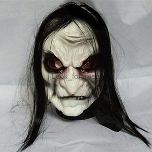 Latex Femme Sanging Ghost Mask Hair Face Cover Halloween Haunted House Witch Headwear Masquerade Cosplay Scary accessoires HKD230810