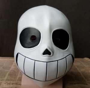 Latex Full Head Latex Sans Mask Cosplay Skull Mask Hood Masque Halloween Adultos Niños Undertale Sans Máscaras Casco Disfraces Juego prop blanco