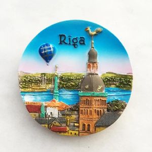 Aimants de réfrigérateur de Lettonie Riga, Souvenir touristique pour réfrigérateurs, autocollants magnétiques en résine 3d, décoration de la maison, 240318