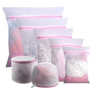 Sac à linge 7pcs Mesh avec Zipper Travel Storage Organize Sac pour BRA Stocking Underwear Lingerie