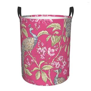 Sacs à linge panier paon imprimé floral tissu pliant vêtements sales jouets seau de rangement ménage