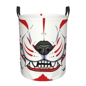 Sac à linge ONI Demon Kitsune Grin Panier de grin plimable AUNUMART Japonais Clothes Toy Hamper Storage Bin For Kids Nursery