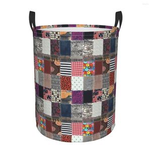 Bolsas de lavandería Fabrics Patchwork Casas sucias plegables Grandes ropa impermeable Cesta de almacenamiento de ropa de juguete para el hogar para el hogar