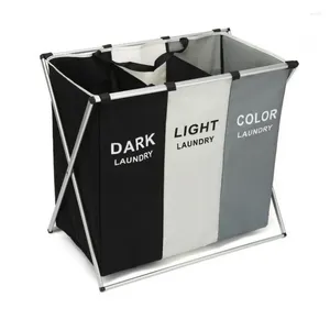 Laundry Bags Selling 3pcs Oxford Fabric Bag Waterproof Foldable Landry Hamper Storage Basket 3 Compartments
