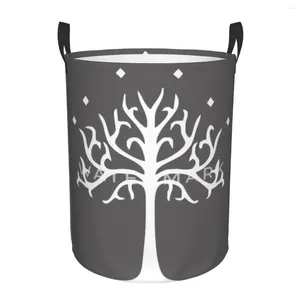 Bolsas de lavandería Árbol blanco de gondor cestas circulares cesta de almacenamiento salas de estar impermeables