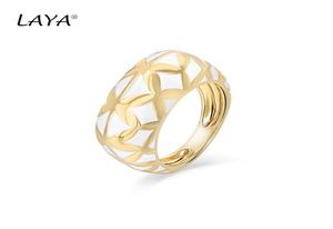 LAYA 925 Sterling Silver Band Rings for Women Fashion Geometry Solid Geometry Design Color Party de alta calidad Modern9137257