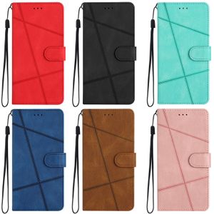 Étuis portefeuille en cuir à lignes verticales pour iPhone 15 14 Plus 13 12 Pro MAX 11 XS X 8 7 TPU Fashion Card Slot Holder Mobile Phone Flip Cover Business Skin Book Pouch