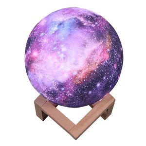 LEADLY Peint Starry Night Light Moon Lampe 3D Touch Home Decor Creative Cadeau USB LED Night Light Galaxy Lampe LED Moon Light 201028