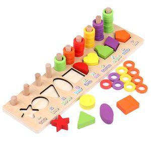 Jouets d'apprentissage enfants en bois Montessori apprendre à compter les chiffres forme géométrique Cognition correspondant bébé début Eon aides pédagogiques jouet mathématique 231122