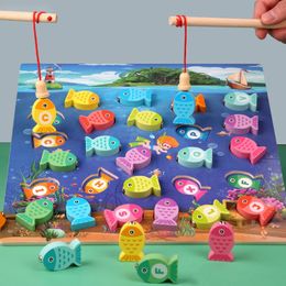 Jouets d'apprentissage Montessori éducatifs en bois pour enfants, planche de jeu de pêche mathématique 1 2 3 ans 231201