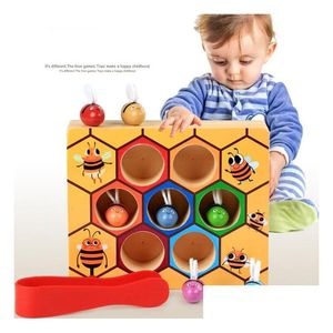 Jouets d'apprentissage Montessori Hive Games Board 7Pcs Abeilles avec pince Amusant Cueillir Attraper Jouet Éducatif Ruche Bébé Enfants Développement Dr Dh5Qi