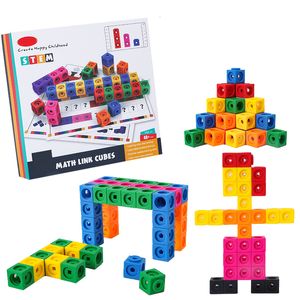 Jouets d'apprentissage Montessori Jouets mathématiques 10 couleurs Liens arc-en-ciel Cube Snack Block Jeux d'empilage Éducation Jouets d'apprentissage Enfants DIY 3D Puzzle 230802