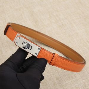 Cinturones de cuero para hombres diseñador 18 mm cinturón de lujo para mujer hebilla chapada en oro plateado formal oficial simple negro blanco naranja cinturones finos para mujeres diseñador hg029