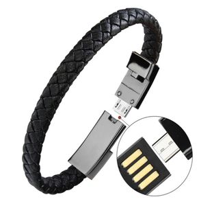 Cordon de charge de données de câble de poigne en cuir tressé en cuir pour pomme Huawei USB Bracelet Cuff Bracelet 3008252