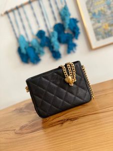 bolso de cuero para computadora portátil Cartera de cuero real Tier Mirror Quality 1 Womens Black Quilted Coin Purse Lady Credit Card Wallets Luxury Designers Fashion Box Bags 19cm Womens 23