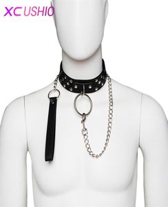 Rivets en cuir Rivets adultes Slave Collar Bondage Bondage Sex Neck Ring For Women Men Adults Game Toys Novely Sex Products For SM Games C182915272