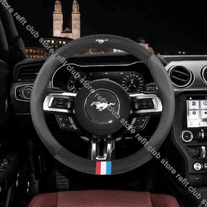 Volante de cuero antideslizante, moda transpirable para Ford Mustang Shelby Gt T70 T80, piezas de Auot de forma redonda J220808