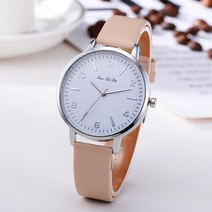 Lady Watch Analog Wristwatch Round Minimaliste Quartz White Gift Leather Strap