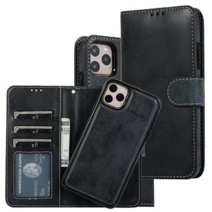 Étuis portefeuille en cuir pour iPhone 11 12 13 14 Pro Max Mini XR XS 8 7 6s 6 Plus Matte Flip Card Slot Holder Strong Magnetic Phone Case Cover