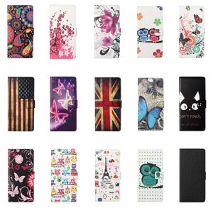 Étuis portefeuille en cuir pour iPhone 14 13 Pro 12 11 XR XS MAX 8 7 6 UK USA Drapeau Camouflage Fleur Papillon Tour Eiffel Fente pour carte d'identité de crédit Support de livre Flip Cover Pouch