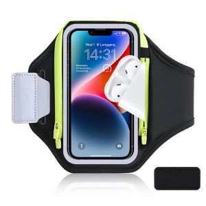 Leathercraft Haissky Double Zipper Running Sport Armbands para iPhone 14 Pro Max 14 más 13 12 11 bolso de banda de brazo de teléfono de gimnasia para Samsung Xiaomi