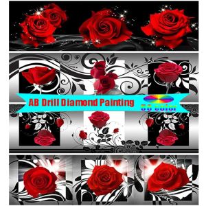 Leathercraft-pintura de diamante Ab grande, rosas rojas, flores, bordado de diamantes 5d, imagen de mosaico, kits de cruz, regalo hecho a mano, decoración de pared