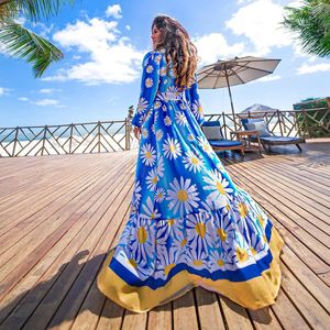 Hojas impresas Bikini Beach Cover Up Tunics para playa Long Kaftan Bikini encubrimiento de bikini Robe de Plage Sarong Beach Swimsuit Cover-Ups 240315