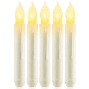 Velas cónicas sin llama Led de 12 Uds., velas cónicas falsas que funcionan con pilas, luces de vela de ventana parpadeantes H1222