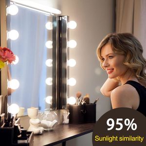LED 12v Makeup Mirror Mirror Bulb Iollywood Vanity Lights Stepless Dimmable Mall Lampe 6 10 14 Bulbs Kit pour coiffeuse Whole301n