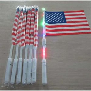 Led American of Hand Flags 4 de julio Día de la Independencia de los EE. UU. Banner Patriotic Days Party Party Flag With Lights S S